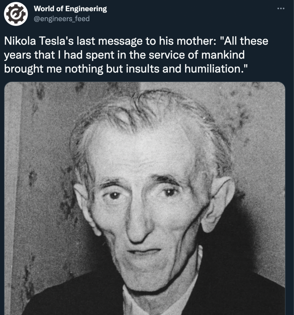 Nikola Tesla’s last words to his mother
